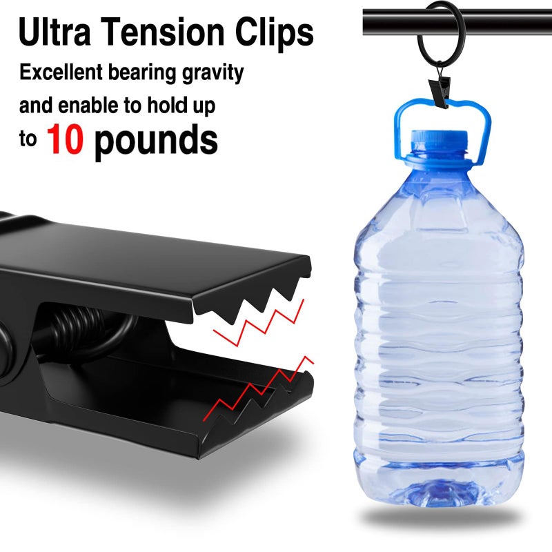 Lansian 72 Pack Curtain Rings with Clips Hooks 1.26 inch Rustproof Matte Metal Stainless Steel Drapery Rings for Tension Rod Bracket Eyelets Decorative Hangers, Vintage Black (1.26" Interior Diameter) - Image 5